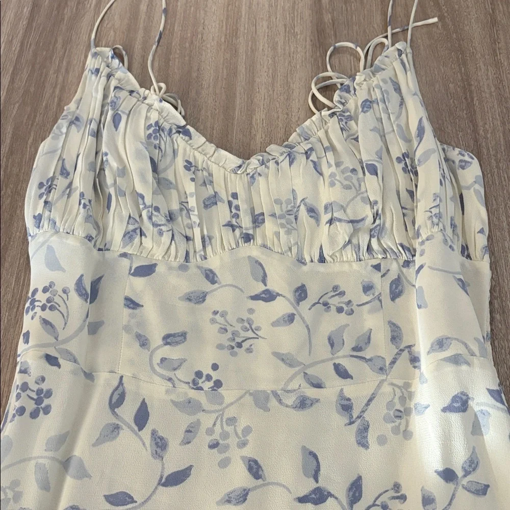 Reformation Embry Midi Dress in Laurel Blue and White Size 10 - Picture 6 of 12